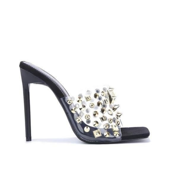 !! NEW !! Clear Studded Mules in Nude - Picture 4 of 4